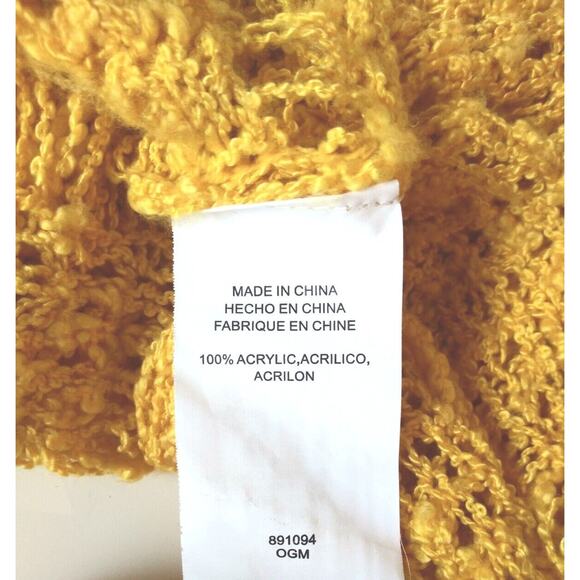 2b Bebe Womens M/L Loose Knit Sweater Top Bright Yellow Boxy Boho Artsy Y2K - Picture 8 of 11